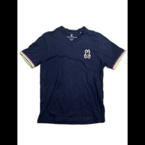 Psycho Bunny Shirt Mens Size 6 Blue Navy V Neck Preppy Casual Logo Pima Cotton